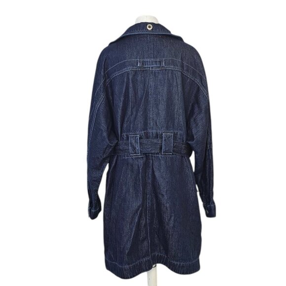 Anthropologie Pilcro Oversized Draped Dolman Denim Belted Trench Coat, Size S - Picture 3 of 9